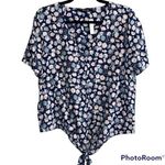 Madewell  medium womens Blue Moon v neck front tie blouse floral design NWT blue Photo 0