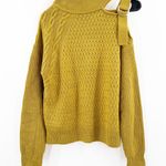DKNY Sweater Size Extra Small Cold Shoulder Buckle Belt Chartreuse Knit Fall Photo 0