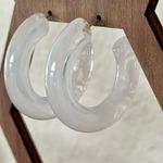 Clear Frosted Bubble Tube Hoop Earrings Photo 1