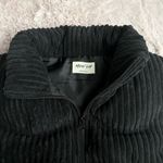 Boutique "New In" Black Corduroy Plush Mock Neck Collared Puffer Zip Up Waist Cinch Vest Size L Photo 3