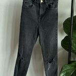 ASOS High Rise Farleigh 'Slim' Mom Distressed Denim Jeans Washed Black Size 26 Photo 0
