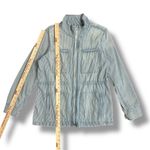 Gap  Blue White Railroad Stripe Utility Jacket L Zip Front Waist Chore Coat Photo 3