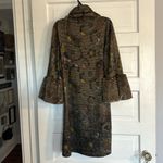 Isle By Melis Kozan Dress with Faux Fur Checkerboard Sleeves Brown Size M Photo 4