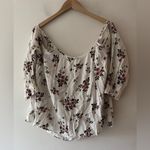 American Eagle Off the Shoulder White Floral Boho Flowy Blouse Photo 3