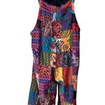 Art to Wear Boho Colorful Patchwork Cotton Jumpsuit Red Size XXL Photo 6