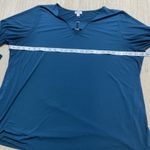 Avenue Women's 22/24 Peasant Blouse Teal Silver Metal Accent V Photo 3