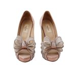 Valentino Garavani Women's Pale Pink Rhinestone-Bow Satin Pump Sz 38 Photo 1