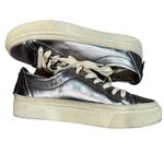  ALL SAINTS Metallic Pewter Silver Milla Leather Platform Sneakers Size Photo 1