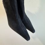 St. John Black Suede Fringe Trim Knee High Heeled Boots Size 7.5B Photo 3