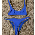 Aerie  Blue and Gold Scoop Neck Bikini Set 2 Piece Swimsuit Photo 0