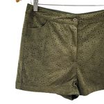 Anthropologie C'isa Eyelet Cutout Faux Suede High Waisted Shorts Olive Green Boho Photo 2