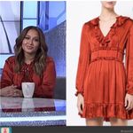 Ulla Johnson  Crimson Callista Silk Ruffle Dress Size 8 Tie Neck As Seen‎ On TV Photo 1