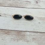 Vintage Clip On Earrings Small 5/8" Black Elongated Oval Photo 2