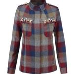 CAbi  #3555 collage plaid pearl jacket 3555 shacket sz M Photo 3