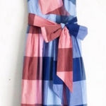 1901  Plaid Wrap Blanket Plaid Midi Dress Pink Blue Size 6 Photo 0