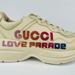 Gucci  Rhyton Love Parade Ivory Leather Glitter Heart Logo Sneakers Size EU 40.5 Photo 0