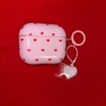 Heart Pattern AirPods Case with Charm Pink Photo 3