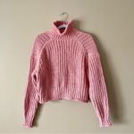 H&M | Pink High Neck Chunky Knit Cropped Sweater Sz S Photo 1