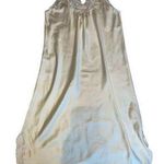 vintage white long satin slip dress with pink and white lace detailing Size L Photo 0