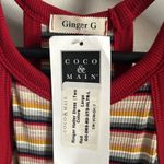 New Striped Ribbed Halter Racerback Summer Vacation Cover Up Tank Dress White Size L Photo 8