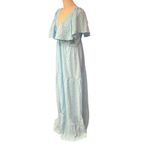 She & Sky  Ruffle Sleeve w/ Plunging Neckline Open Back Crepe Blue Maxi Dress 1XL Photo 2