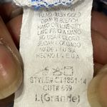 CARAMELA light blue and white pinstriped peplum blouse w/keyhole back / L / EUC Photo 10