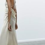 ZARA  dress midi maxi ivory satin tied slip evening summer wedding party Photo 18