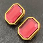 J.O.A. Retired Vintage RIVERS Fuchsia Pink Rhinestone Emerald Cut Earrings 13.8g Photo 5