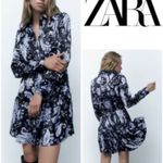 ZARA  PRINTED SHIRT FLOUNCED DRESS BLUE BLACK PAISLEY PRINT LONG SLEEVES SZ S Photo 1