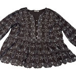 LOGO By Lori Goldstein Embroidered Brown Peasant Tunic Top Women's Size 2X Photo 0