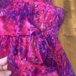 Coldwater Creek  Dress 14 Pink and Purple Floral Top Sash V-neck Lined Photo 2