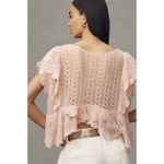 Anthropologie By Flutter Sleeve Pointelle Cashmere Top FEMININE PINK COZY Size M Photo 5