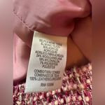 WORTH‎ pink tweed sheath dress, grey leather trim, sleeveless, back zip. 4 Size 6 Photo 11