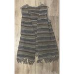 Cato  XL Grey and Blue Sleeveless Fringe Long Vest Photo 1