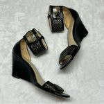 Coach Gabbie Black Perforated Wedge Sandals 2 Ankle Strap Buckle Womens Size 8 Photo 3