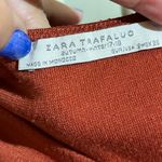 Zara Trafaluc Rust Bodycon Midi Dress Sz S | 3/4 Sleeve Ruched Neckline Red Photo 2