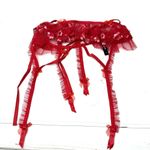 For Love & Lemons Evie Garter Belt Size S Red Tulle Lingerie Sexy Valentine C0 Photo 2