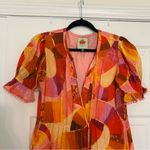 Farm Rio  Patch Twirl Midi Dress Tiered Puff Short Sleeves Sz Small Photo 4