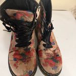 Dr. Martens Floral Castel Combat Boots Lace up Blue Pink Size 3 Shoes Flowers Photo 2