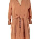 Haute Monde Cinch Tie Waist Shirt Dress M 3/4 Sleeve Easy Casual Flowy Clay Photo 0