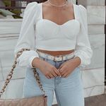 SheIn Privé Sweetheart Neck Lantern Sleeve Crop Top Photo 1