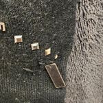 So Nice Rhinestone Stud Embellished LS Vneck Black Sweater Dress Tunic Small Gold Photo 8