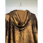 Free People  Bronze Sequin Hoodie Jacket Medium Bronze Photo 5