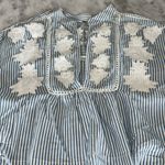 Free People  Liya Embroidered Striped Blouse Top Photo 4