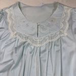 Shadowline Vintage Long Sleeve Nylon‎ Nightgown Lace Trim Embroidered Blue L Size undefined Photo 2