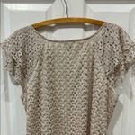 Roz & Ali  Beige Lace Flutter Sleeve Blouse Photo 4