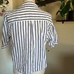 ZARA  Striped Button-Down Shirt in Navy and White Photo 4