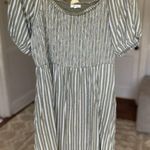 Maurice's  Smocked Maxi Dress Puff Sleeve Green White Stripe Boho Cottagecore XXL Photo 0