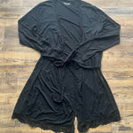 Victoria's Secret  Womens Medium Large Black Lace Trim Robe Belted Loungewear Photo 0