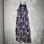 Cupshe  Dress Womens Small Navy Blue White Floral Ruffle Colorful Cruise Vacation Photo 2